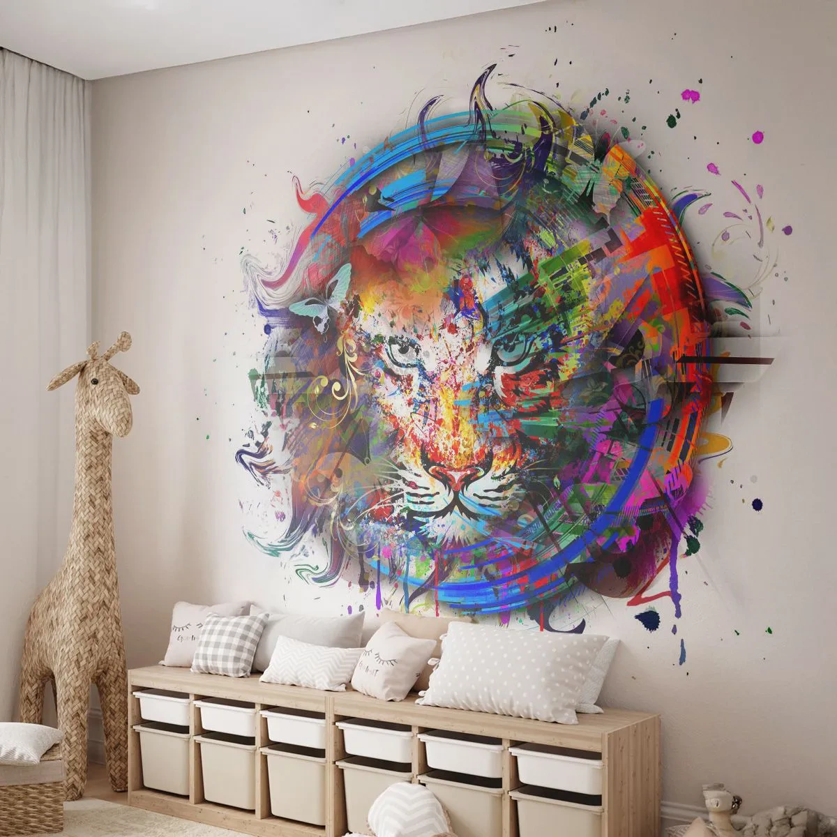 Fotótapéta Standard Eco - Szivárványfátyol mögött lapul - Absztrakció, Tigris, Grafika - 200x140 cm