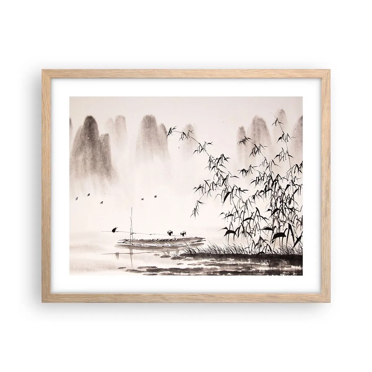 Poszter világos tölgy keretben - A rizsföldek csendje - 50x40 cm