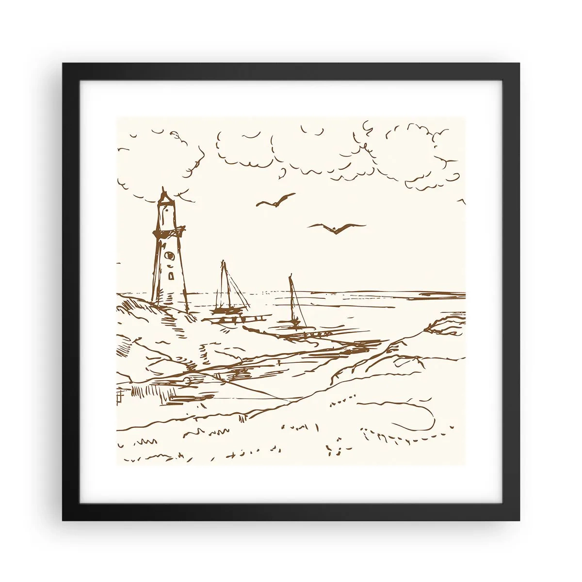 Poszter fehér keretben - A nyár emlékeinek vázlata - 40x40 cm