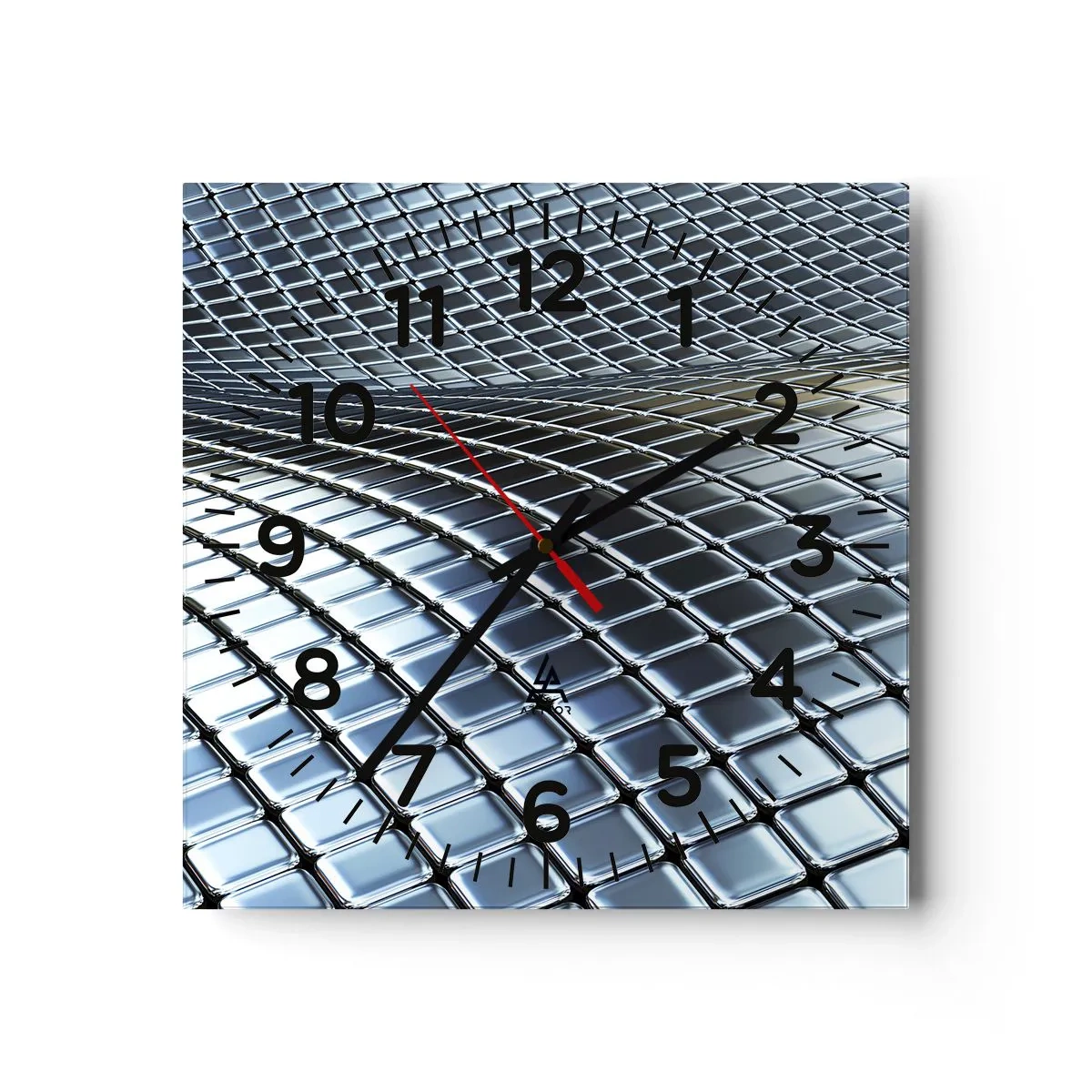 Falióra, Óra - Fémes ezüst hullám - 30x30 cm