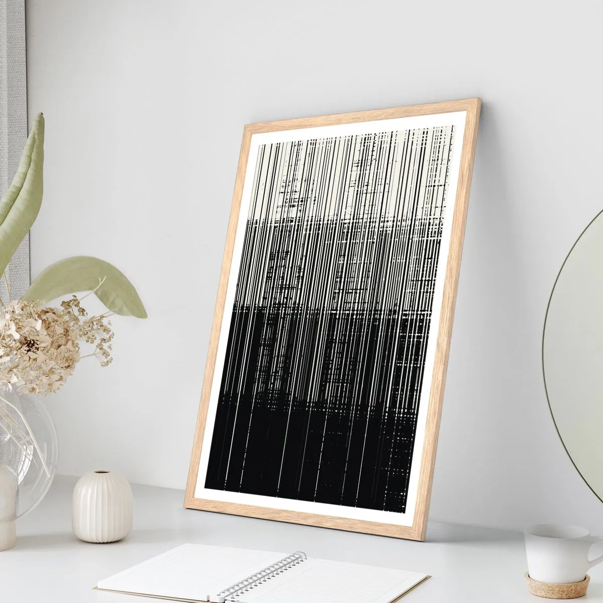 Poszter világos tölgy keretben - Hullámok és rezgések - 40x50 cm