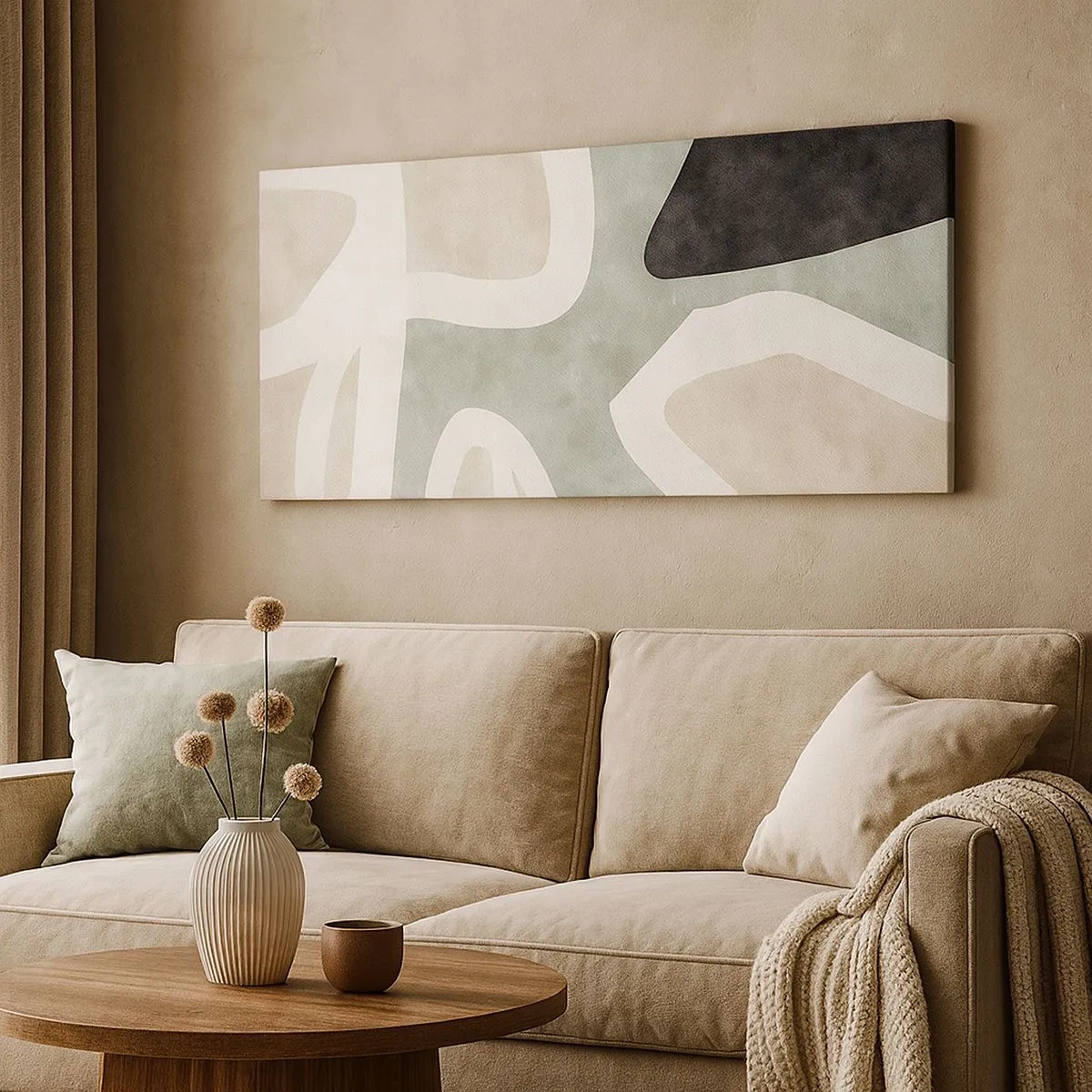 Vászonkép - Kompozíció fekete témával - 100x40 cm