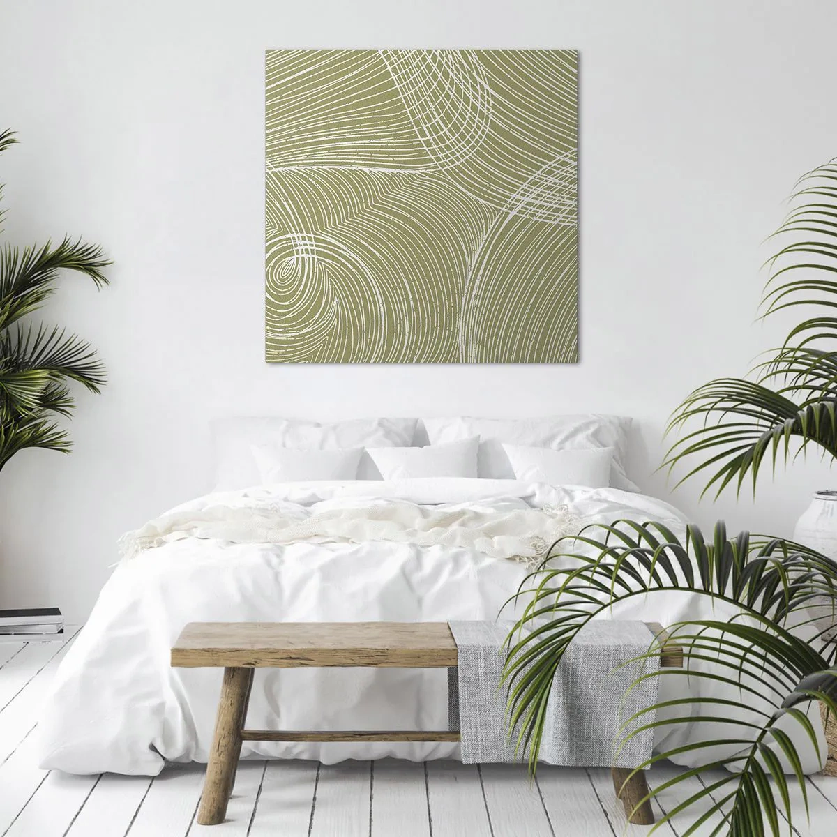 Vászonkép - Bonyolult absztrakció fehérben - 70x70 cm