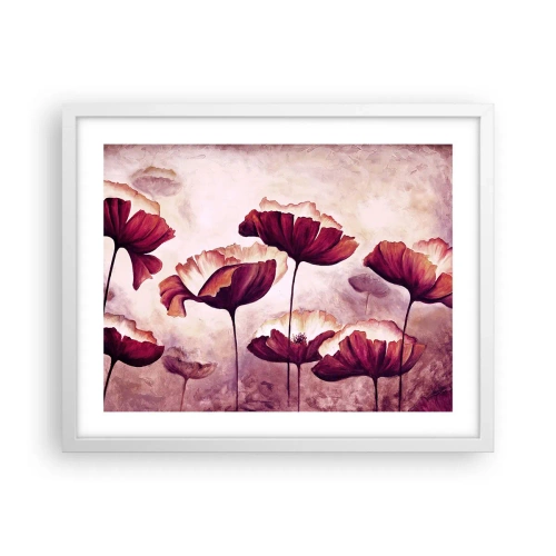 Poszter fekete keretben - Piros és fehér szirom - 50x40 cm