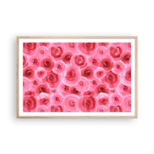 Poszter világos tölgy keretben - Rózsák alul és felül - 91x61 cm