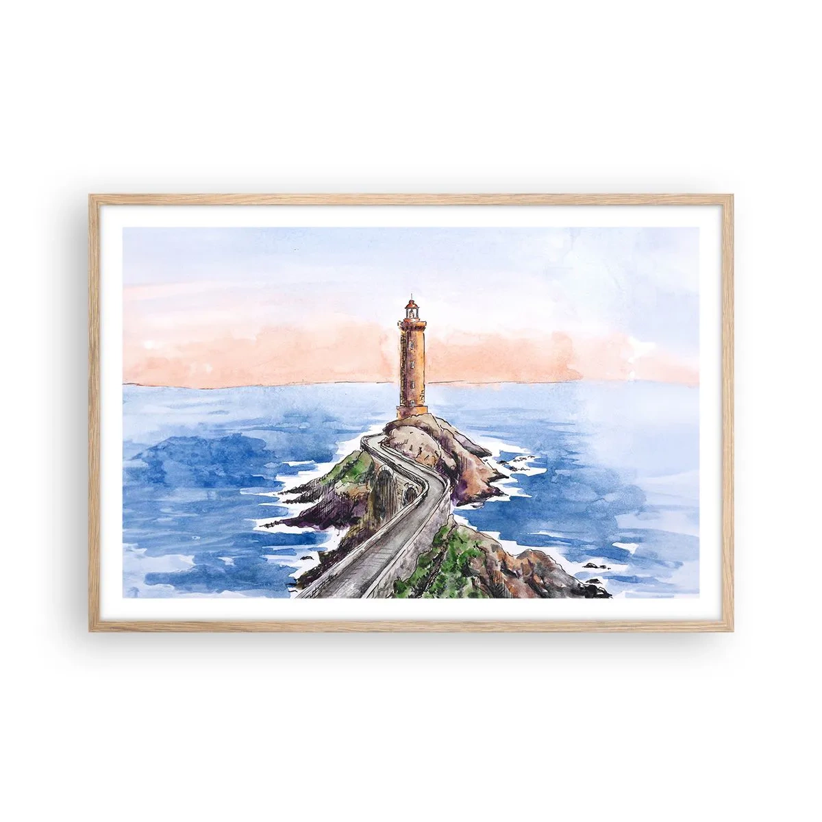 Poszter világos tölgy keretben - Szemben a tengerrel - 91x61 cm