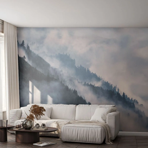 Fotótapéta Premium Sand - A hegyek misztikája - Tájkép, Hegyek, Erdő - 200x140 cm