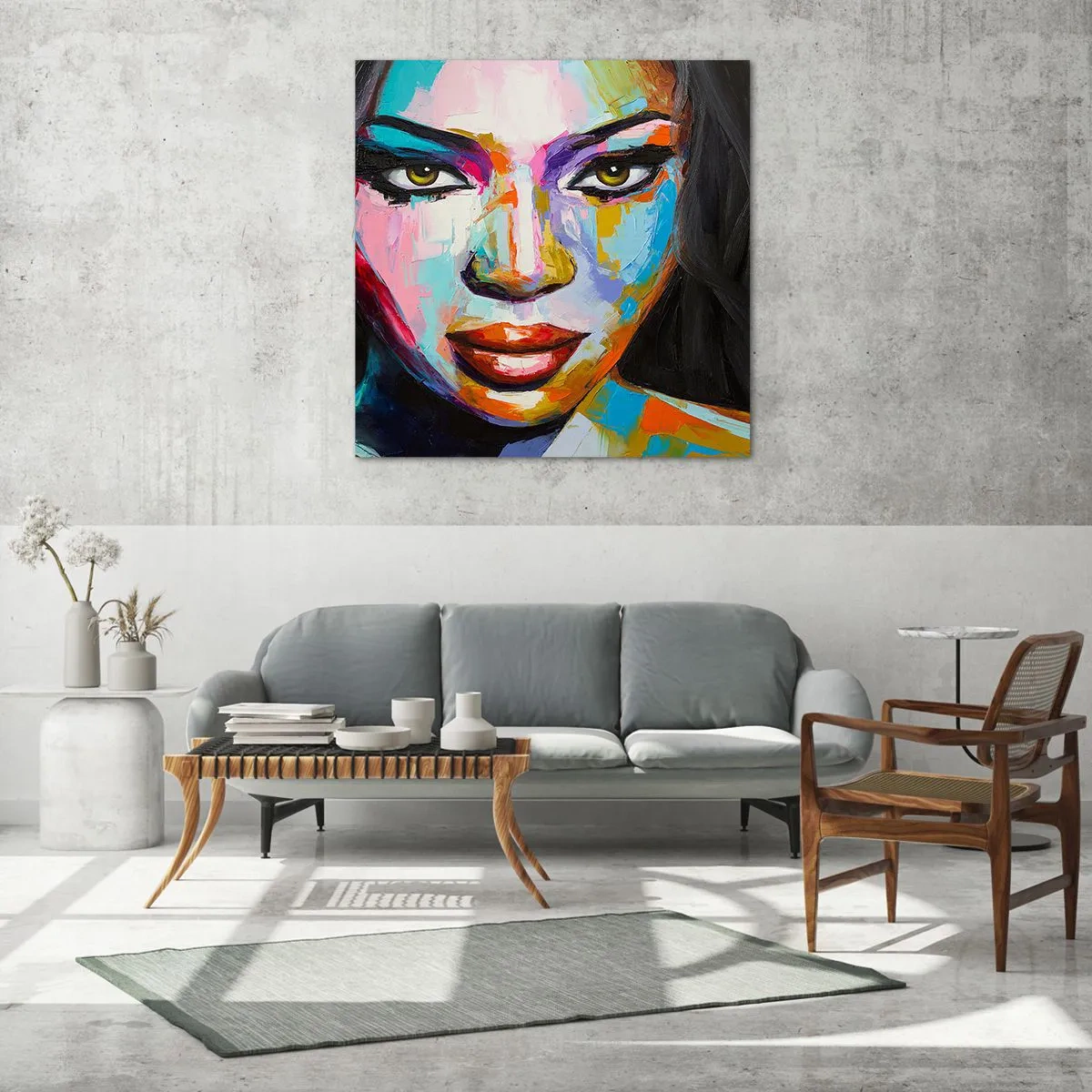 Üveg kép - Lehetetlen levenni a tekintetet - 70x70 cm