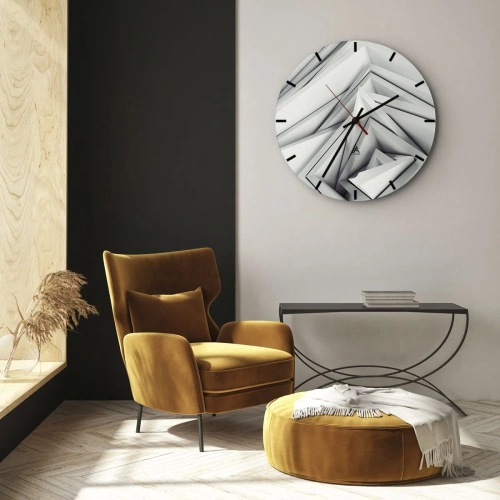Falióra, Óra - Geometriai, háromdimenziós formák szürke árnyalatokban - 30x30cm - Éles szögek bimbóznak - Modern fali dekoráció nappalihoz, konyhához és hálószobához ARTTOR