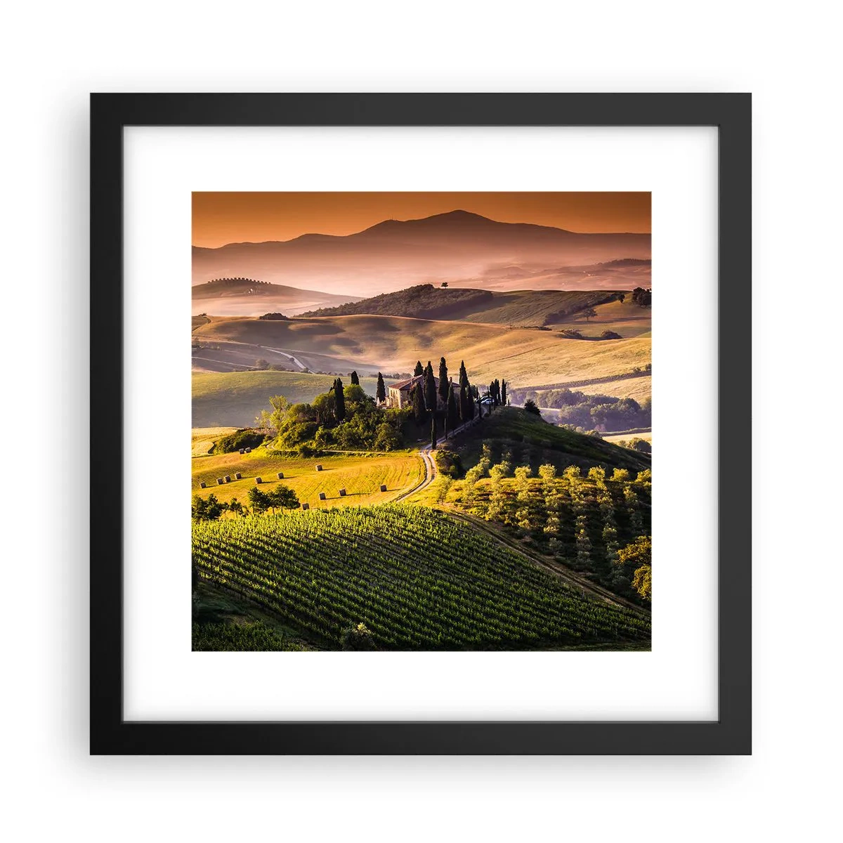 Poszter fehér keretben - Arcadia - a toszkáni táj - 30x30 cm