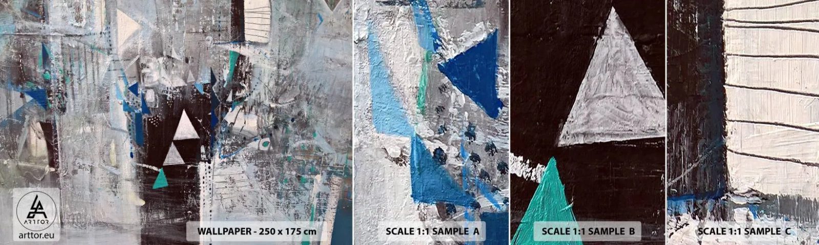 Fotótapéta Minta Öntapadós Deluxe Sticker - A háromszögek felülíró sorrendje - Absztrakció, Darab, Modern minta - 100x30 cm