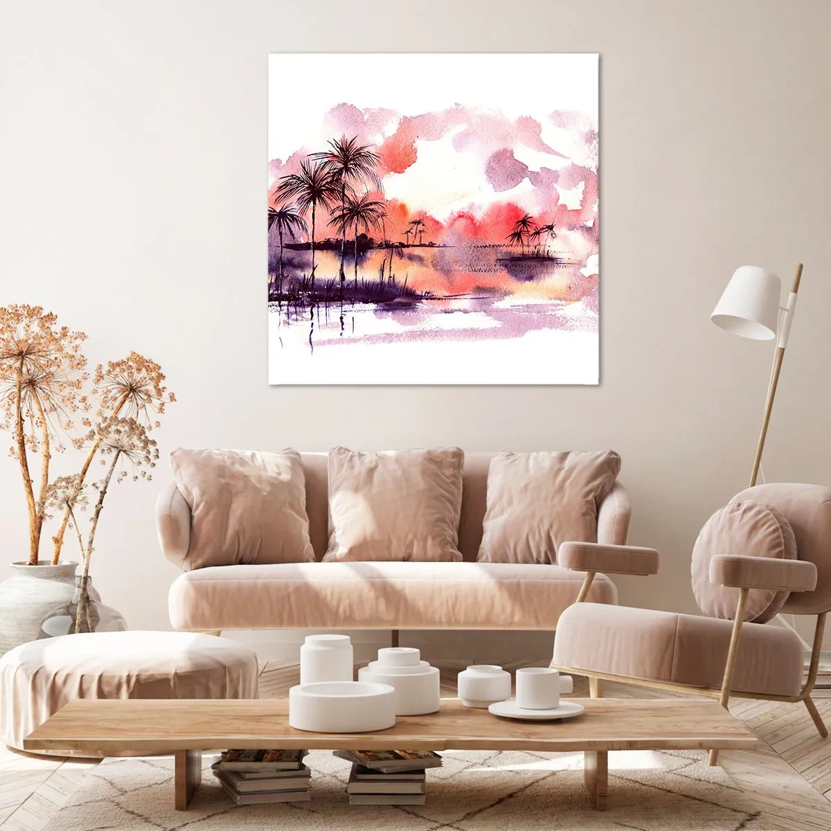 Vászonkép - A trópusok nyugalma vörösben - 70x70 cm