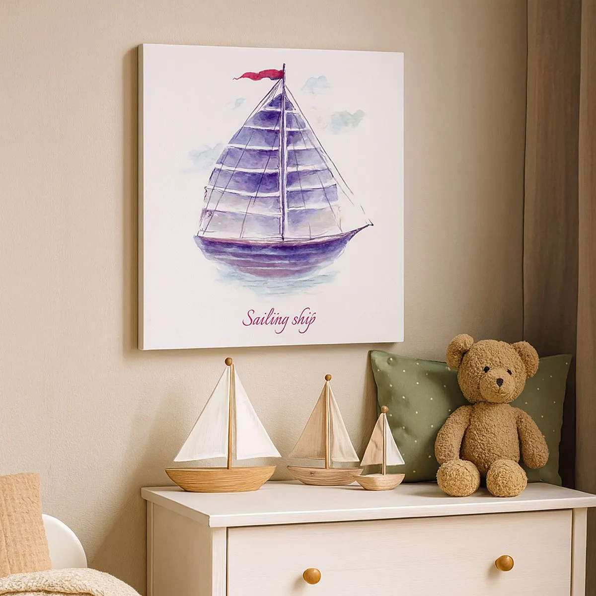 Vászonkép - Teli vitorlákat és nyugodt vizet - 30x30 cm