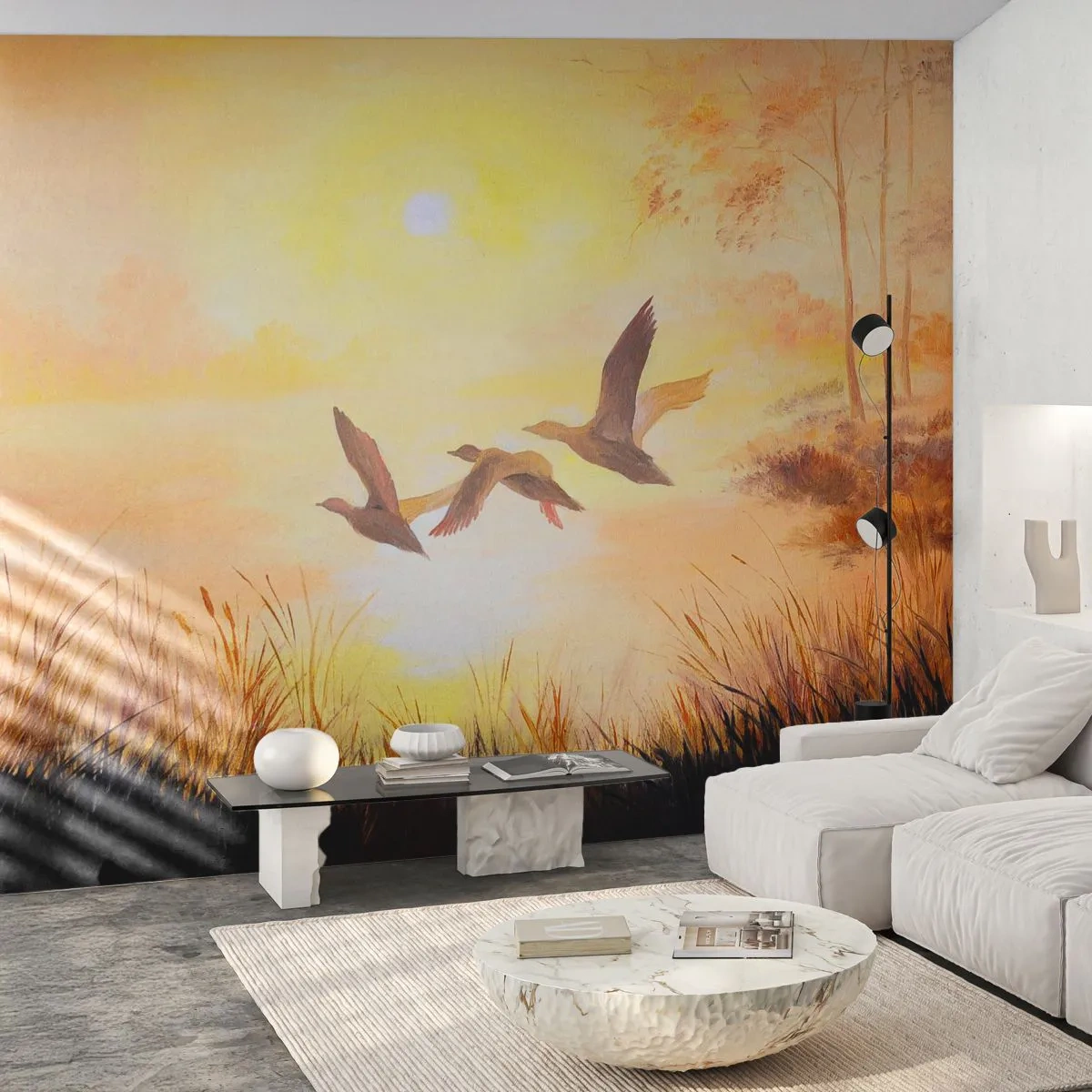 Fotótapéta Premium Sand - Egy hosszú utazás kezdete - Természet, Vadkacsa, Tájkép - 200x140 cm