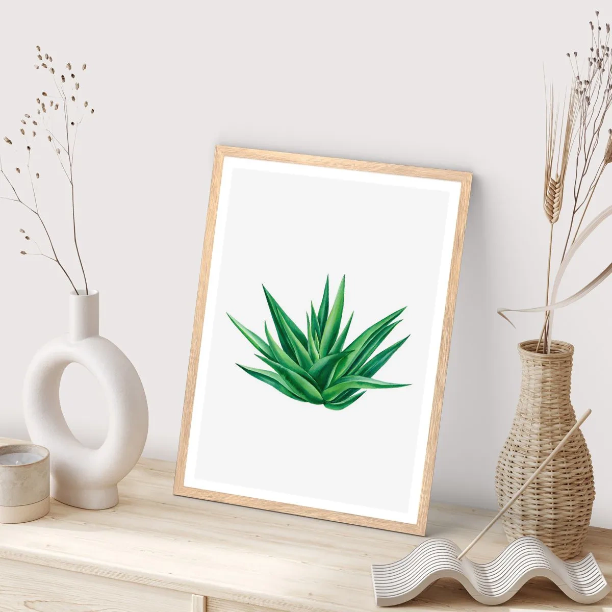 Poszter világos tölgy keretben - Zöld - erő - élet - 61x91 cm