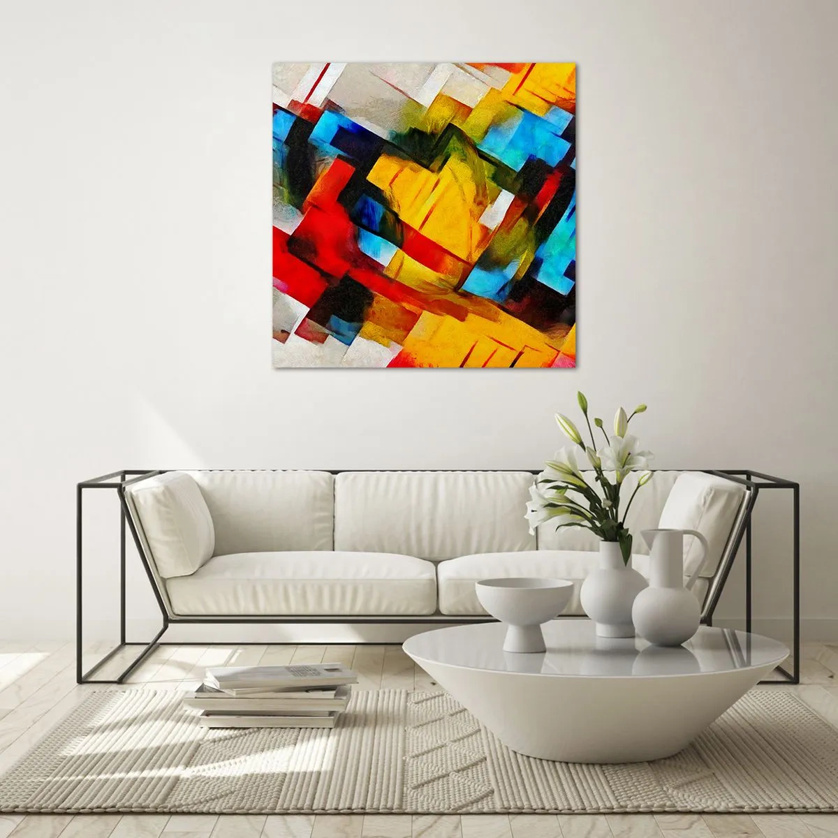 Üveg kép - Többszínű réteges - 30x30 cm