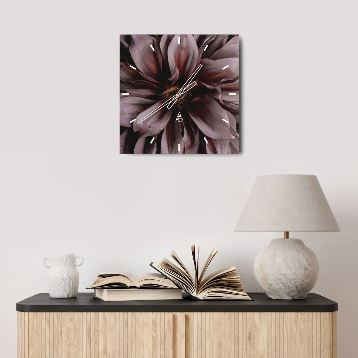 Falióra, Óra - Virágos szív - 30x30 cm