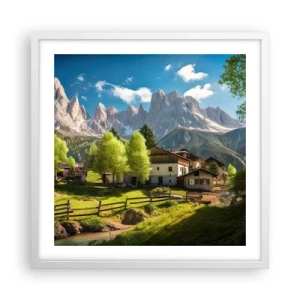 Poszter fekete keretben - Alpesi idill - 50x50 cm