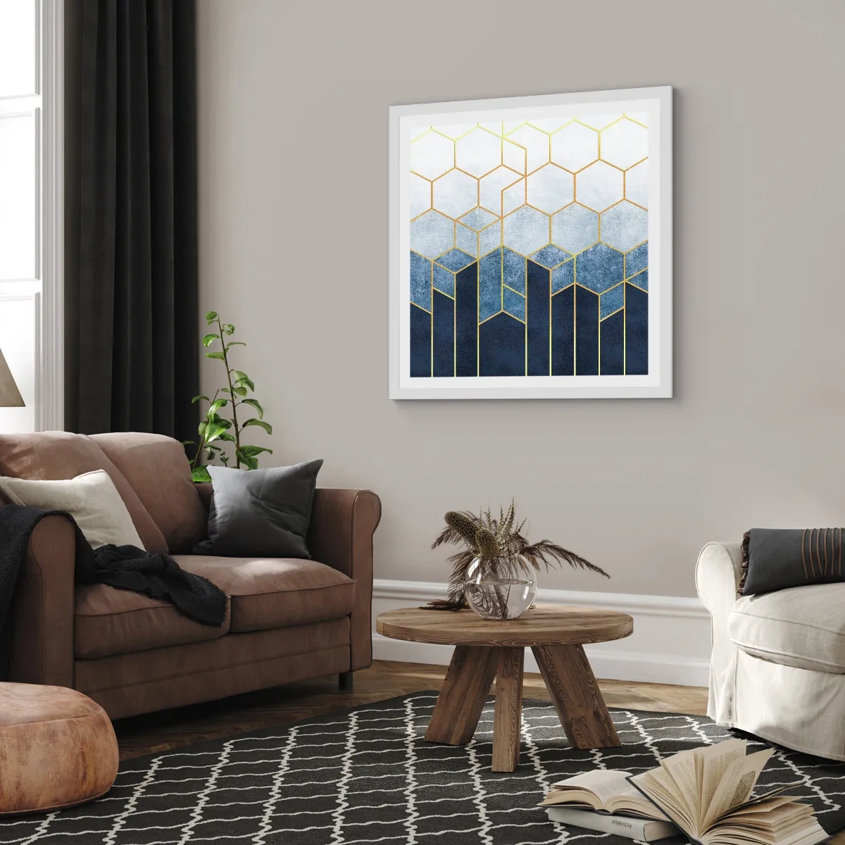 Poszter fekete keretben - Kompozíció szinkópa ritmusban - 60x60 cm