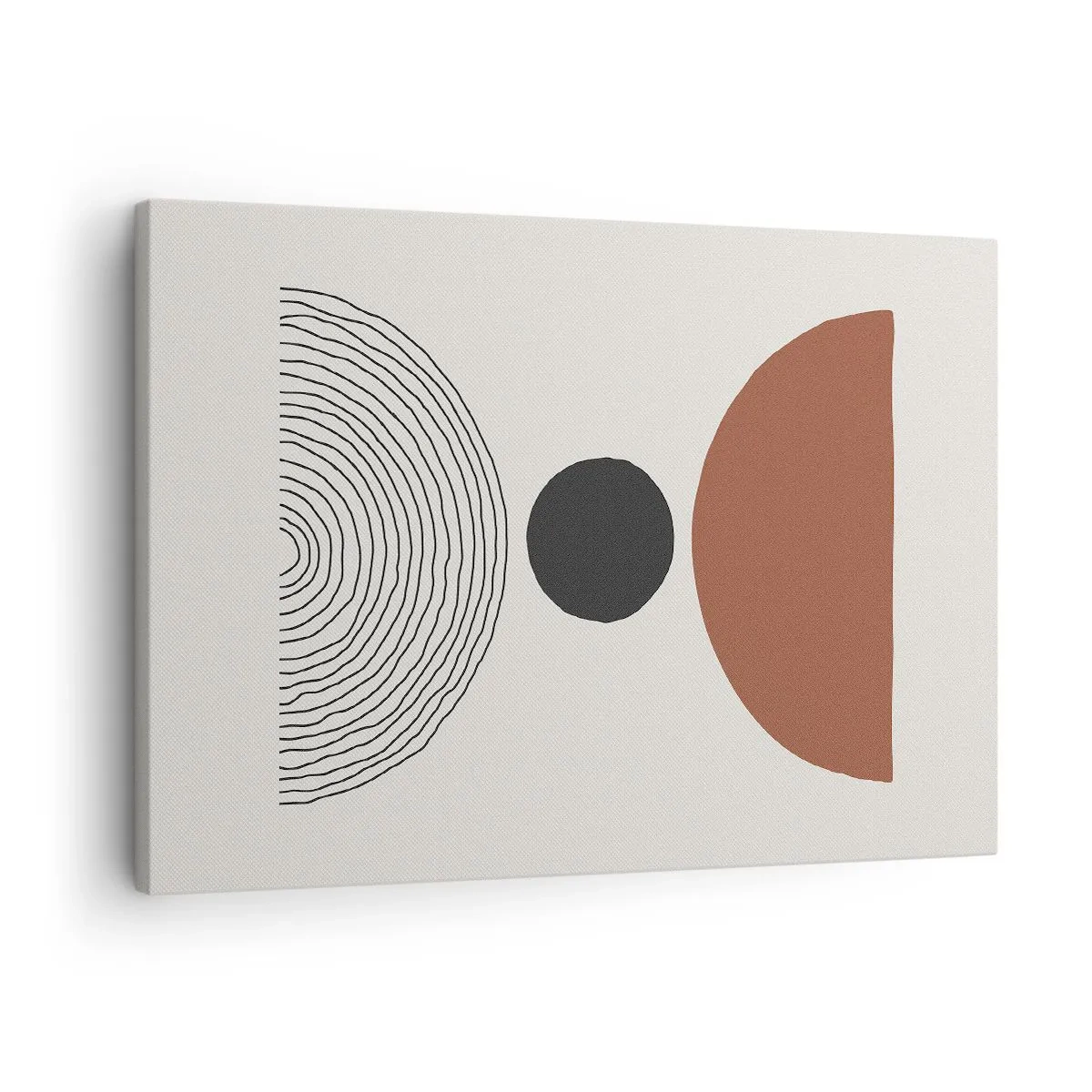 Vászonkép - Absztrakt geometriai alakzatok meleg színekben - 70x50cm - A figyelem középpontjában - Modern fali dekoráció nappalihoz és hálószobához ARTTOR