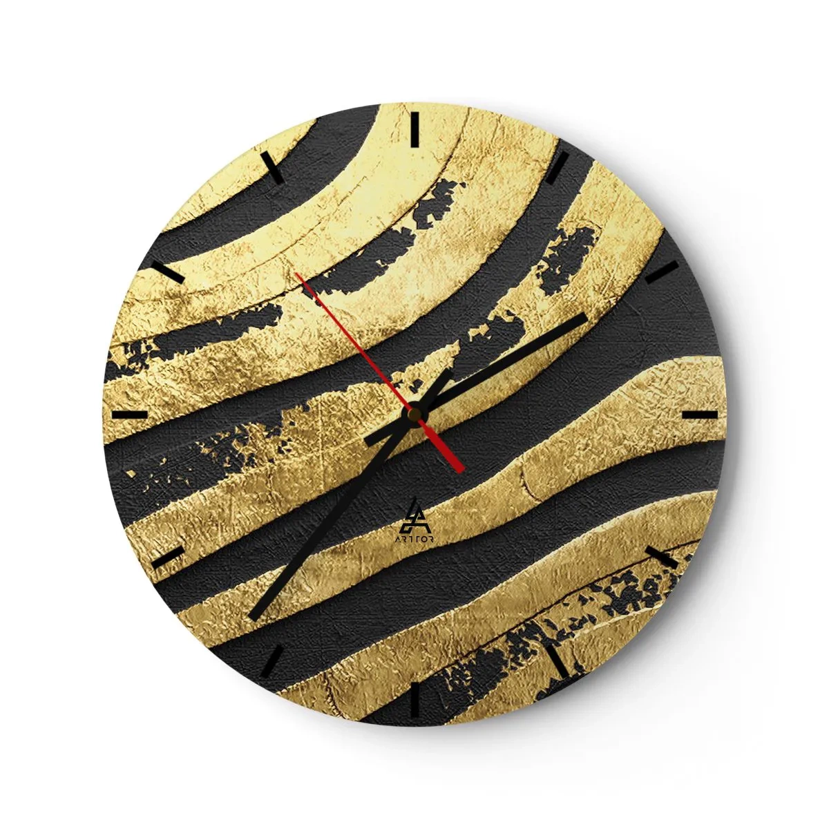 Falióra, Óra - Absztrakt minta aranyban és feketében - 30x30cm - Minden folyik - Modern fali dekoráció nappalihoz, konyhához és hálószobához ARTTOR