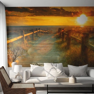 Fotótapéta Premium Canvas - Régi aranyban fürdetve - Tájkép, Tenger, Leszállás a tengerpartra - 150x105 cm