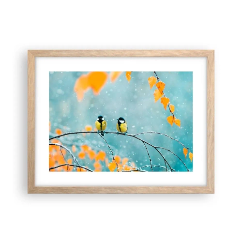 Poszter világos tölgy keretben - Madárpletykák - 40x30 cm