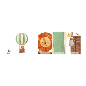 Fotótapéta Minta Öntapadós Deluxe Sticker - Leon utazásai - Ballon, Oroszlán, Gyermekek - 100x30 cm