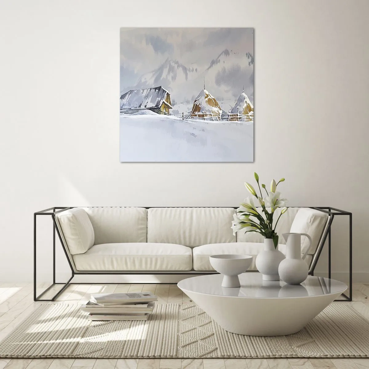 Üveg kép - Egy havas völgyben - 60x60 cm