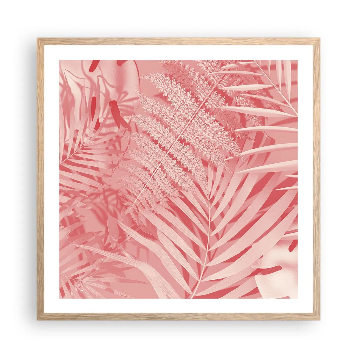 Poszter világos tölgy keretben - Rózsaszín koncepció - 60x60 cm