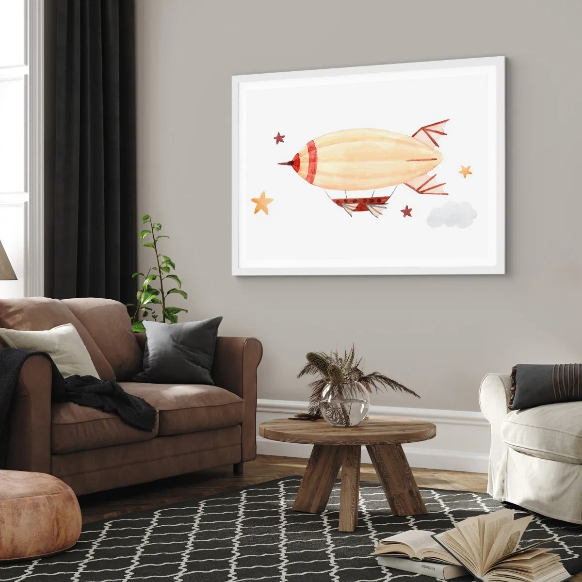 Poszter fekete keretben - Léghajó - 70x50 cm