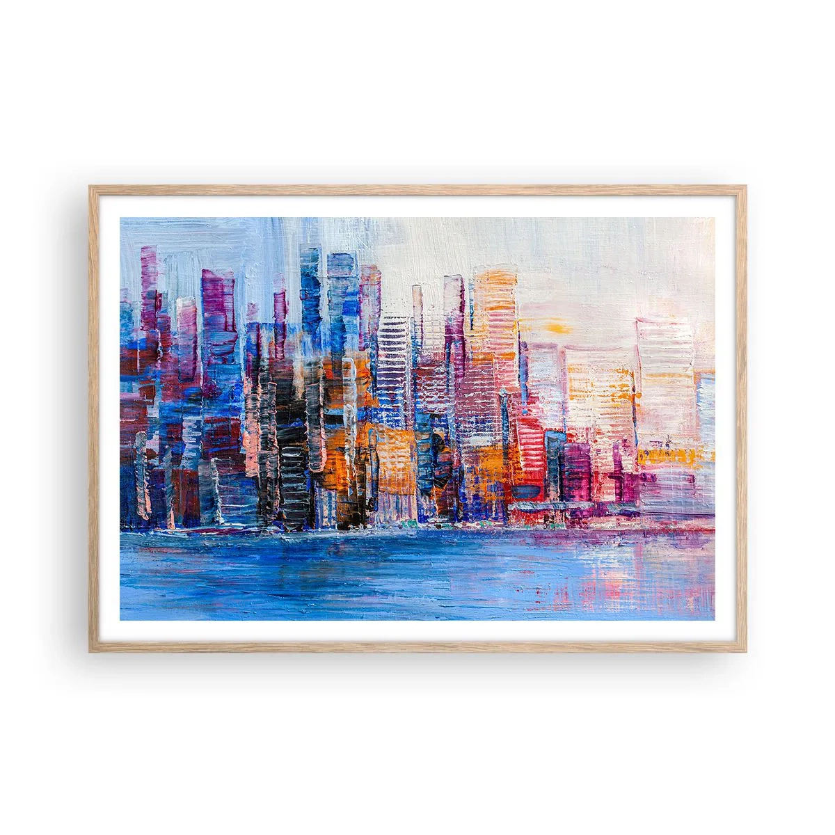 Poszter világos tölgy keretben - Egy vidám metropolisz - 100x70 cm