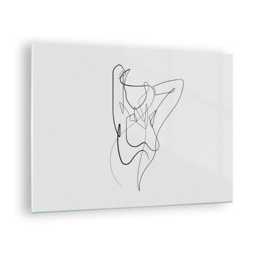Üveg kép - Női sziluett, egyetlen vonallal rajzolva fehér alapon - 70x50cm - Milyen vagy igazán…. - Modern fali dekoráció nappalihoz és hálószobához ARTTOR