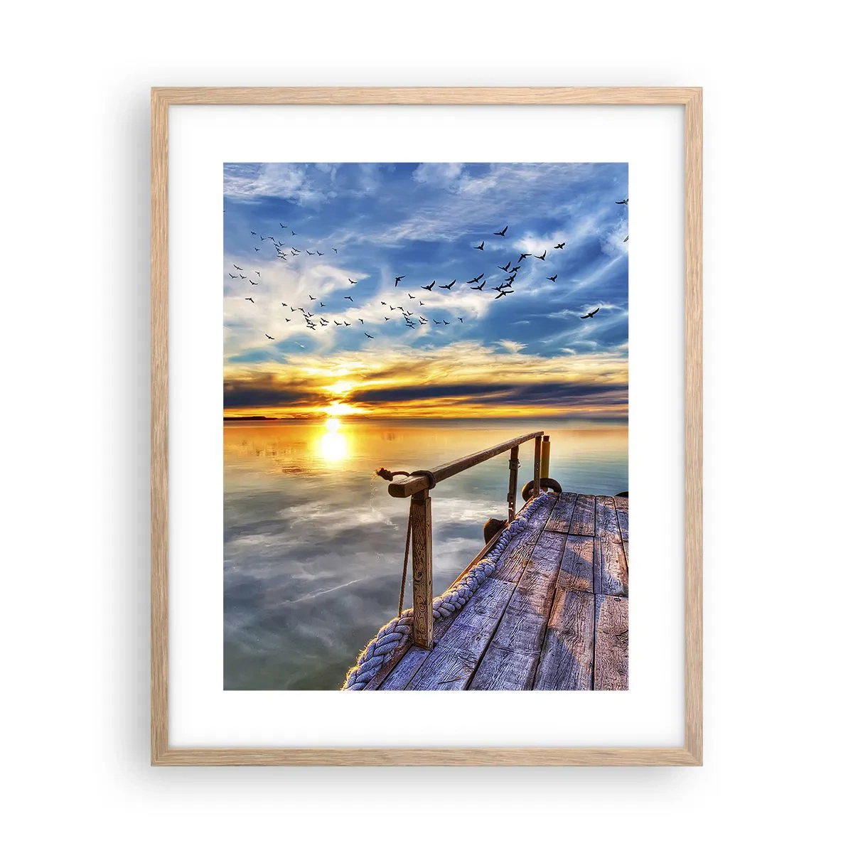 Poszter világos tölgy keretben - Megnyugszik a szél - 40x50 cm