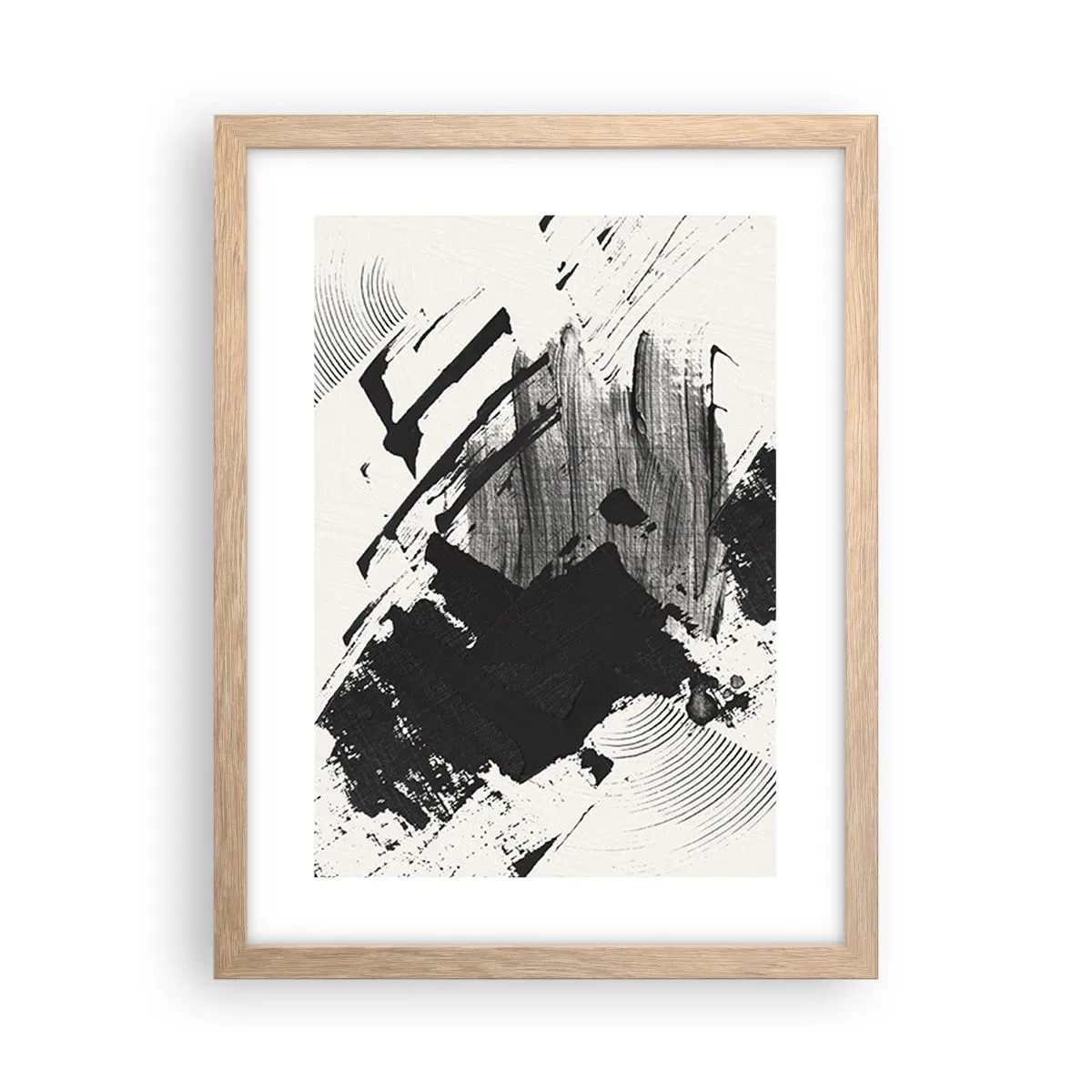 Poszter világos tölgy keretben - Absztrakció - a fekete kifejezése - 30x40 cm
