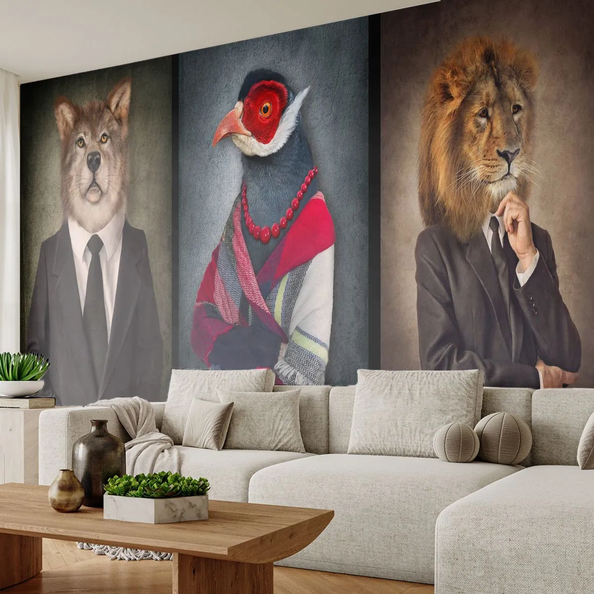Egyedi tapéta Premium Canvas - Mit csinálok itt?! - Absztrakció, Kutya, Madár