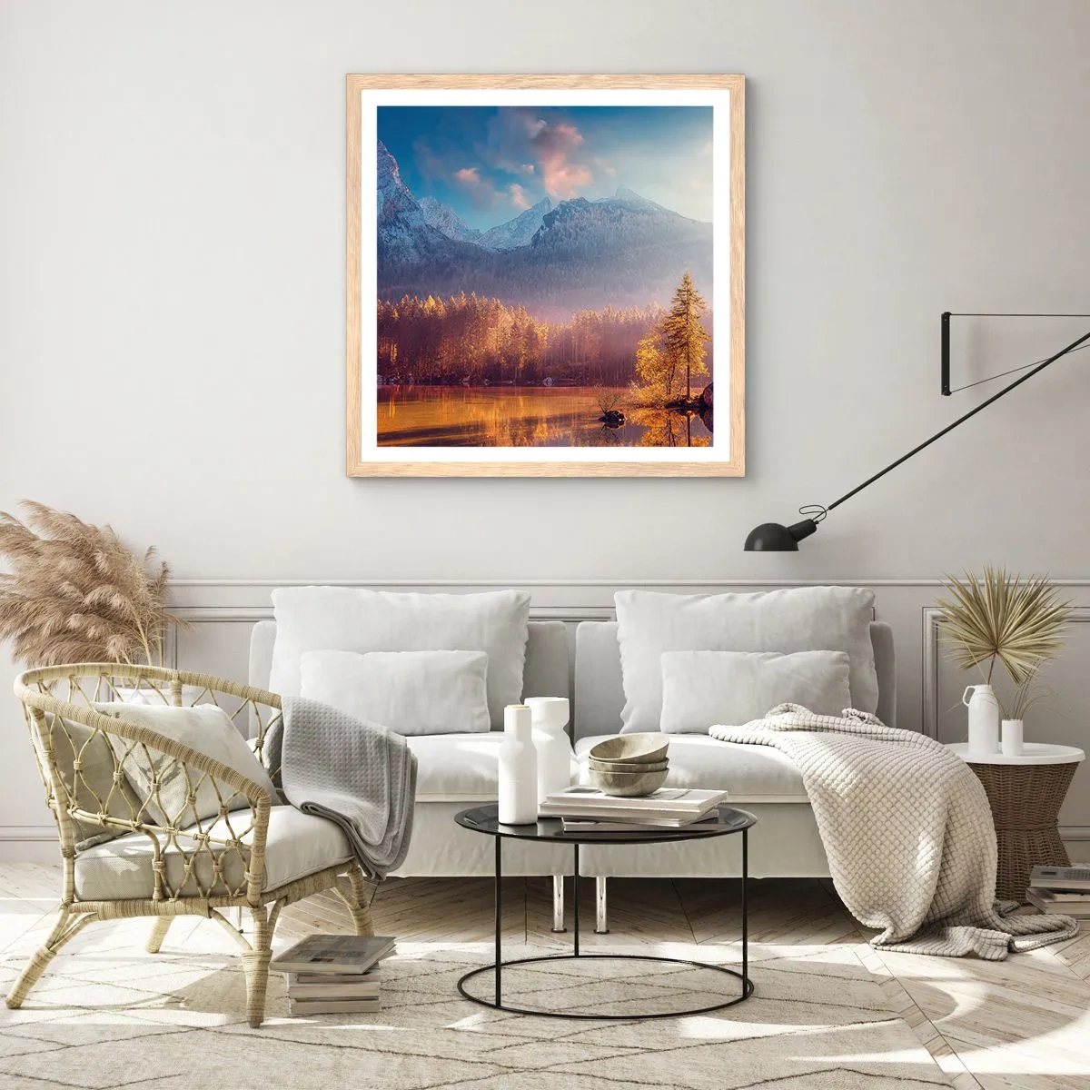 Poszter világos tölgy keretben - A hegyekben és völgyekben - 60x60 cm