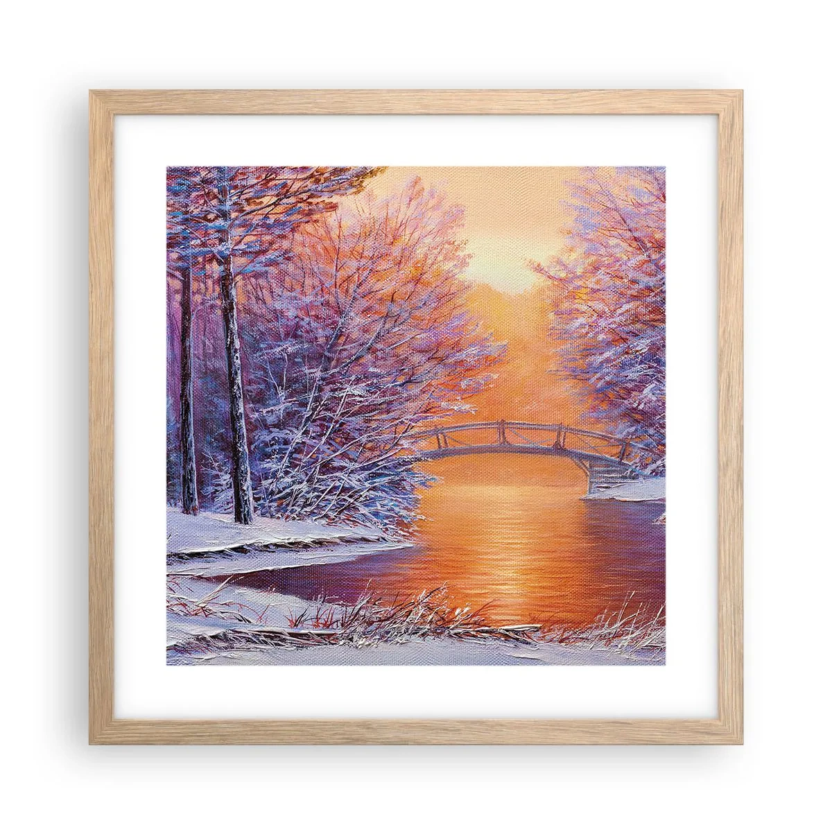 Poszter világos tölgy keretben - Találkozzunk itt - 40x40 cm