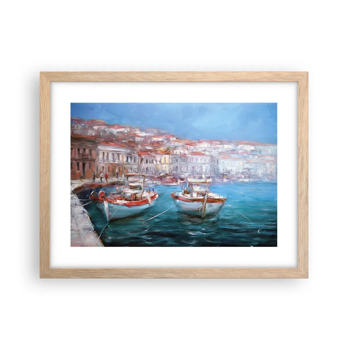 Poszter világos tölgy keretben - Olasz öböl - 40x30 cm