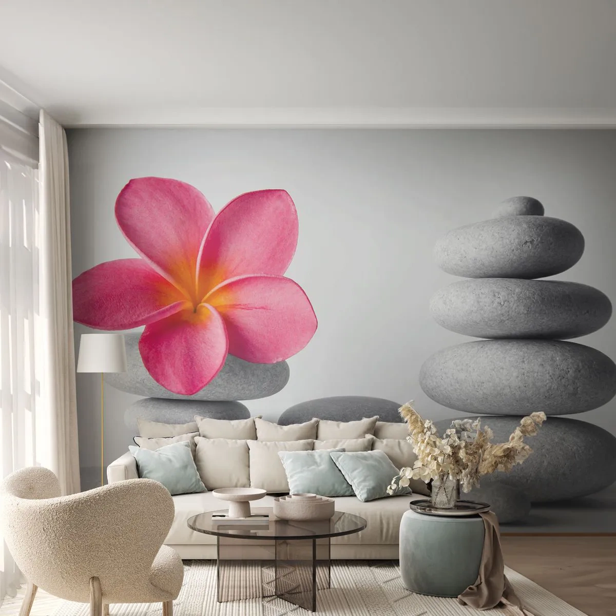 Fotótapéta Premium Canvas - Kő a kövön, és ezen a kövön... - Virág, Kövek, Gyógyfürdő - 400x280 cm