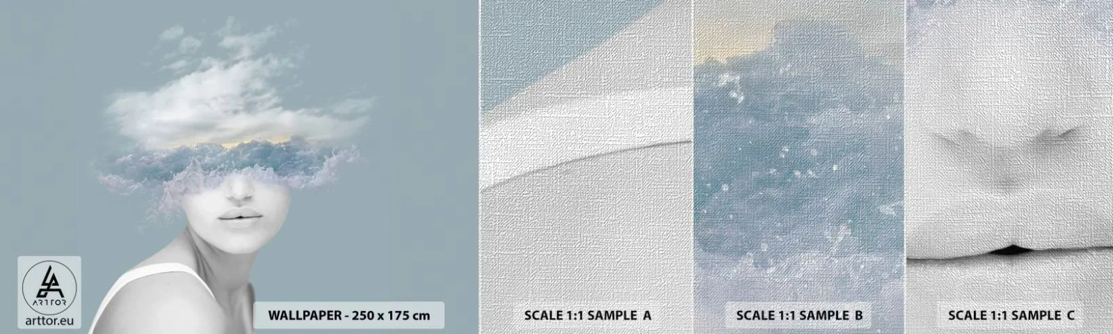 Fotótapéta Minta Premium Canvas - Fejjel a fellegekben - Fényes, portré, Felhők - 100x30 cm