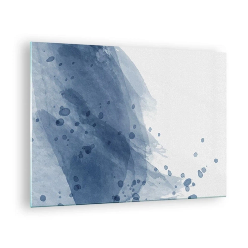 Üveg kép - Akvarell folt kék árnyalatokban - 70x50cm - Kék tüll - Modern fali dekoráció nappalihoz és hálószobához ARTTOR