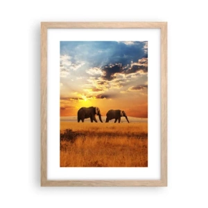 Poszter világos tölgy keretben - Családi séta - 30x40 cm