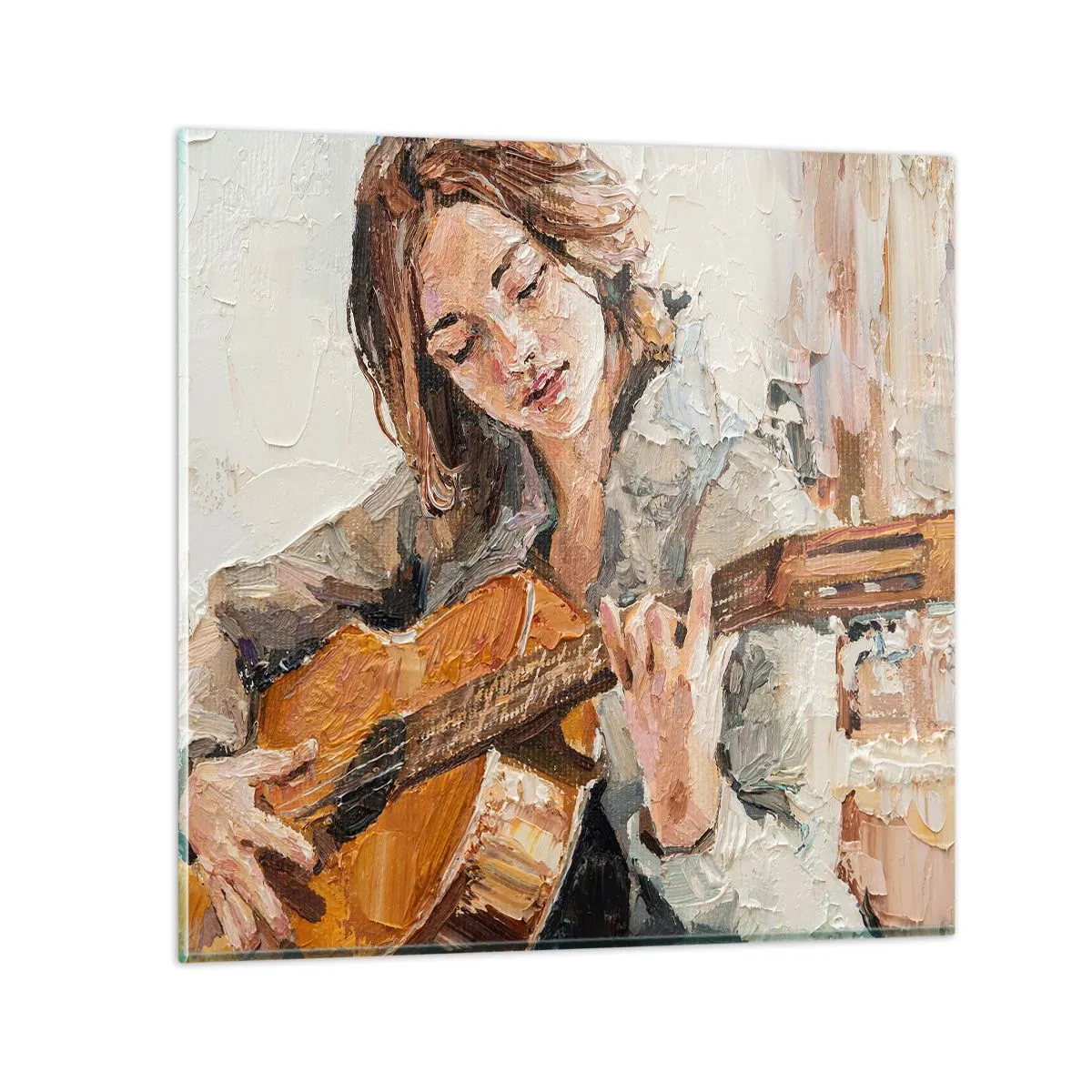 Üveg kép - Koncert gitárra és egy lány szívére - 70x70 cm