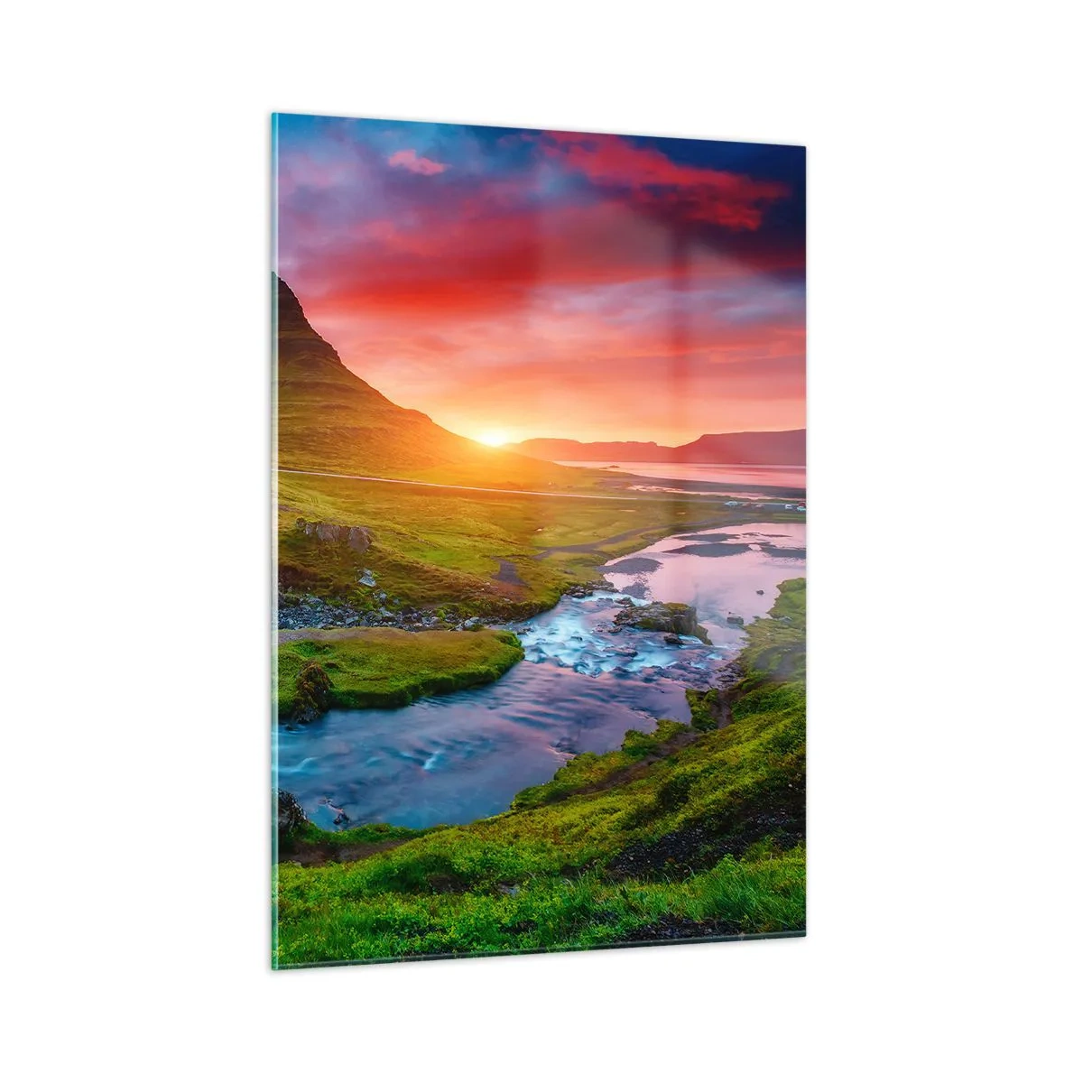 Üveg kép - Izland - tűz és víz - 50x70 cm