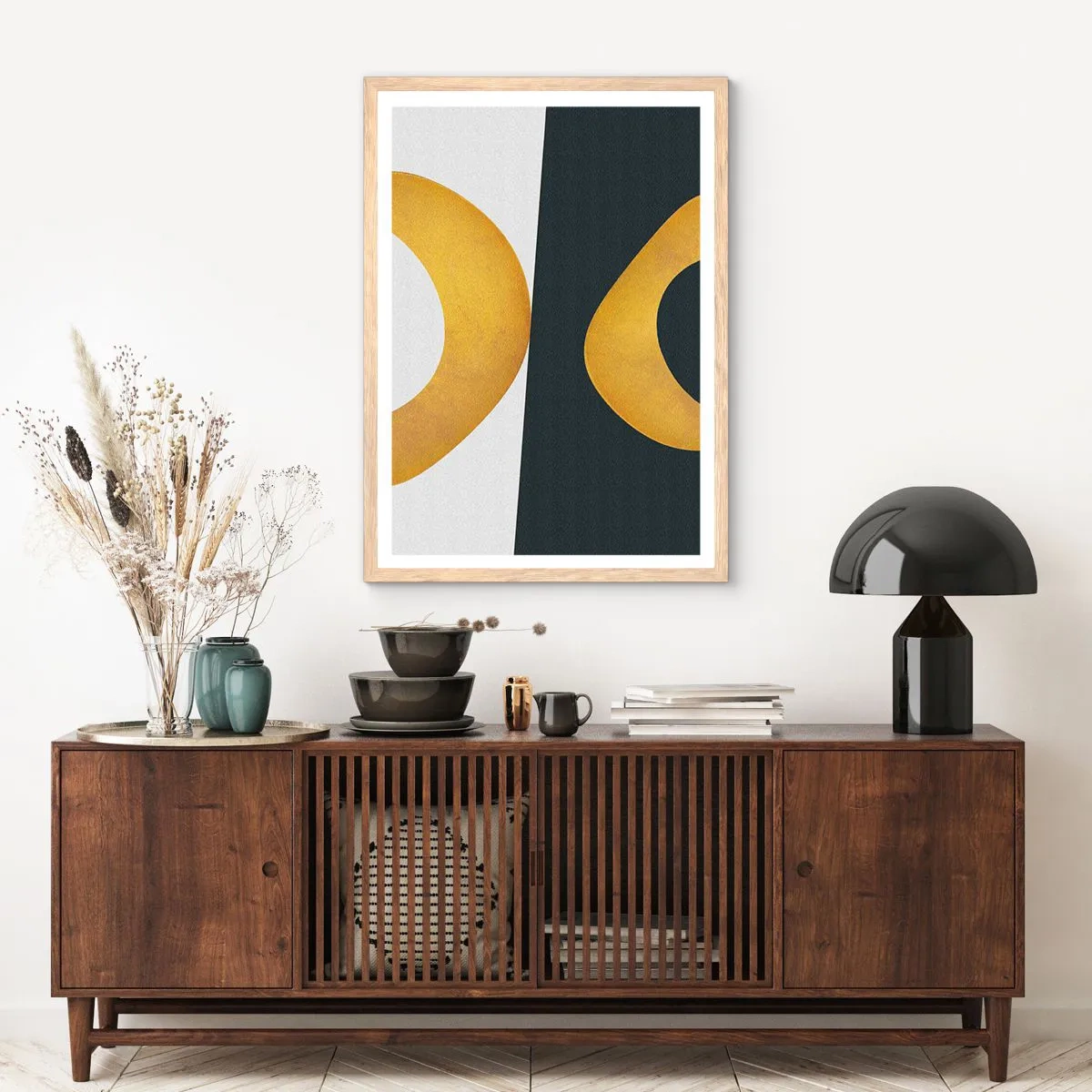 Poszter világos tölgy keretben - Először is: arany - 30x40 cm