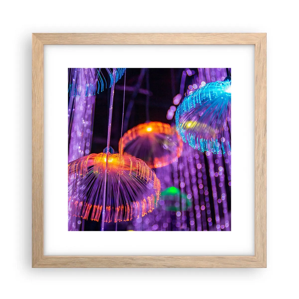 Poszter világos tölgy keretben - Világító szökőkút - 30x30 cm