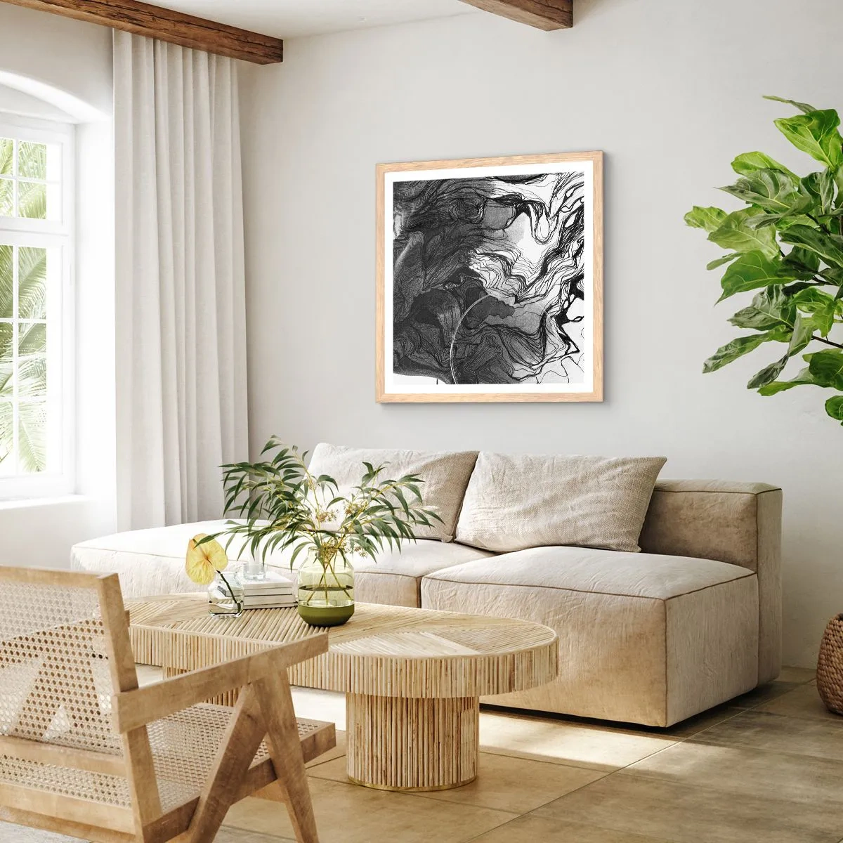 Poszter világos tölgy keretben - Álmokba gabalyodva - 60x60 cm