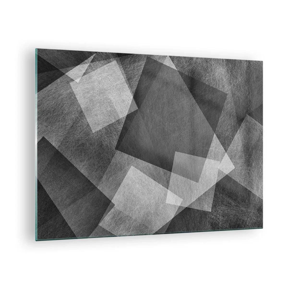 Üveg kép - Geometrikus absztrakció fekete, fehér és szürke árnyalatokban - 70x50cm - A tartósság és a rend örök szimbóluma - Modern fali dekoráció nappalihoz és hálószobához ARTTOR