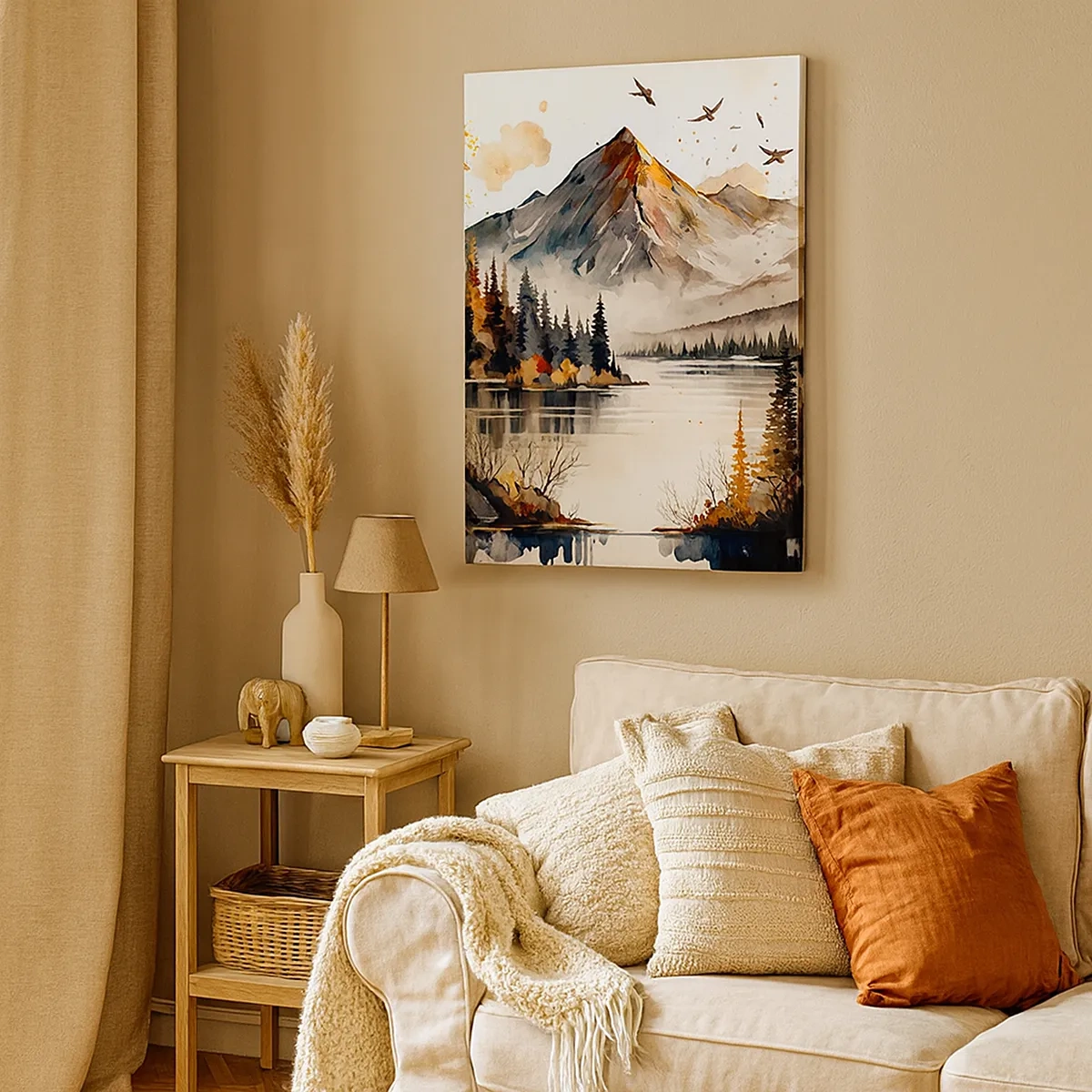 Vászonkép - Aranyszínű ősz a hegyekben - 50x70 cm